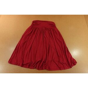 Simlu Womens Size Small Deep Red High Rise Pull On Ruched Flowy Midi Skirt  NWT